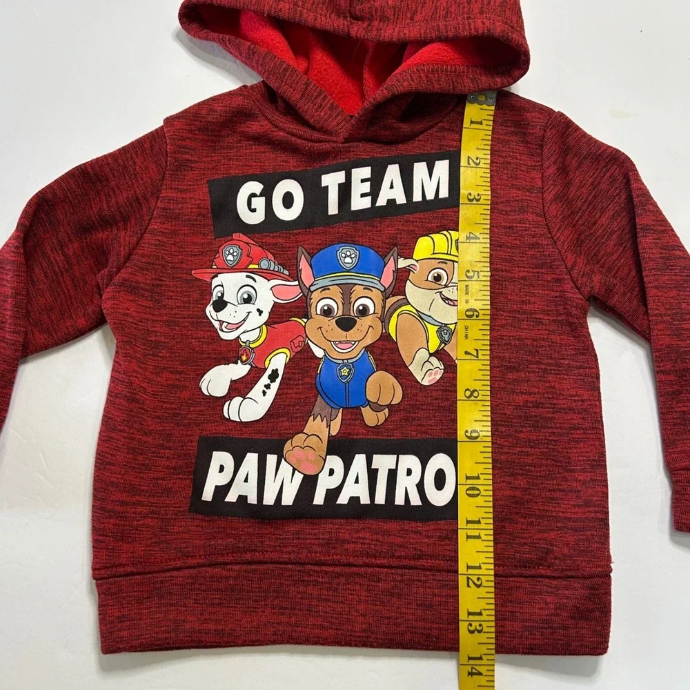 Paw Patrol Go Team Youth Kids Red Heather Graphic Hoodie Sweatshirt‎ Size 2T